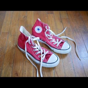 Red Converse All Star High Top sneakers women’s size 6